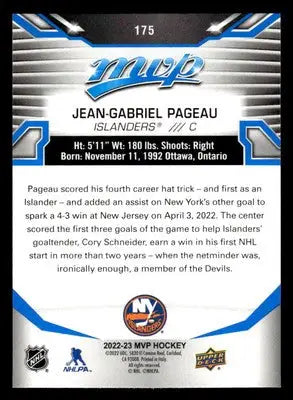 2022-23 Upper Deck MVP #175 Jean-Gabriel Pageau Blue Script - Hockey Card Single