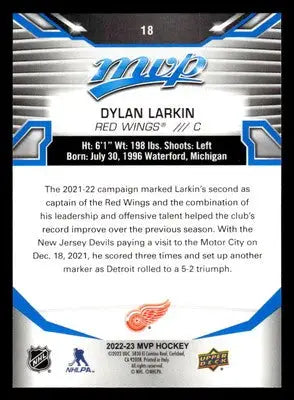 2022-23 Upper Deck MVP #18 Dylan Larkin Blue Script - Hockey Card Single