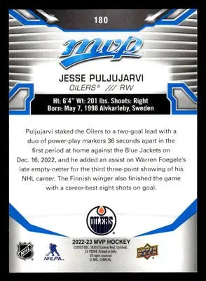 2022-23 Upper Deck MVP #180 Jesse Puljujarvi Blue Script - Hockey Card Single