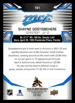 2022-23 Upper Deck MVP #181 Shayne Gostisbehere Blue Script - Hockey Card Single