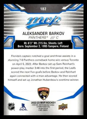 2022-23 Upper Deck MVP #182 Aleksander Barkov Blue Script - Hockey Card Single