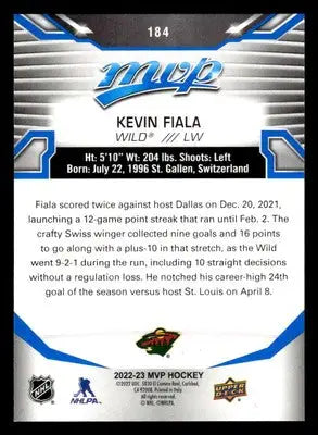 2022-23 Upper Deck MVP #184 Kevin Fiala Blue Script - Hockey Card Single