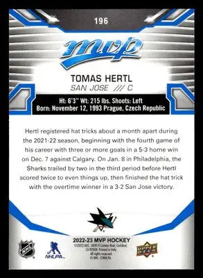 2022-23 Upper Deck MVP #196 Tomas Hertl Blue Script - Hockey Card Single