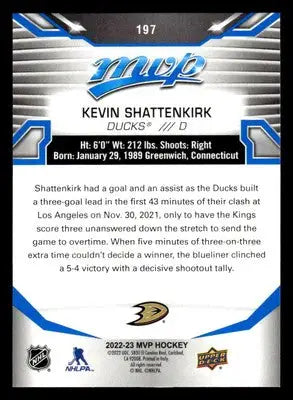 2022-23 Upper Deck MVP #197 Kevin Shattenkirk Blue Script - Hockey Card Single