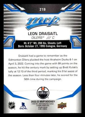 2022-23 Upper Deck MVP #219 Leon Draisaitl Blue Script - Hockey Card Single