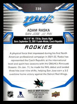 2022-23 Upper Deck MVP #230 Adam Raska Blue Script - Hockey Card Single
