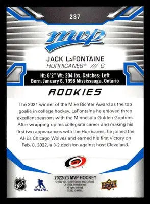 2022-23 Upper Deck MVP #237 Jack LaFontaine Blue Script - Hockey Card Single