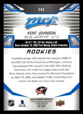 2022-23 Upper Deck MVP #242 Kent Johnson Blue Script - Hockey Card Single