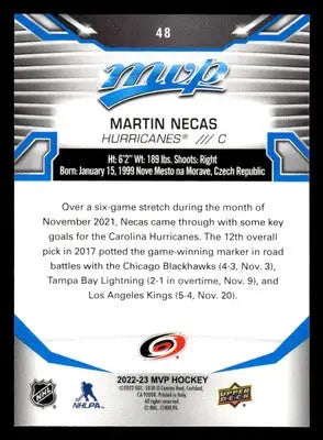 2022-23 Upper Deck MVP #48 Martin Necas Blue Script - Hockey Card Single