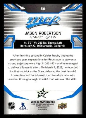 2022-23 Upper Deck MVP #50 Jason Robertson Blue Script - Hockey Card Single