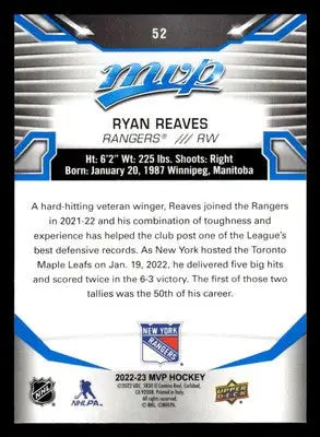 2022-23 Upper Deck MVP #52 Ryan Reaves Blue Script - Hockey Card Single