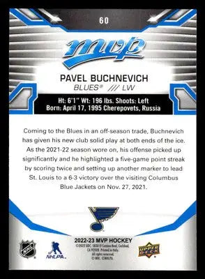 2022-23 Upper Deck MVP #60 Pavel Buchnevich Blue Script - Hockey Card Single