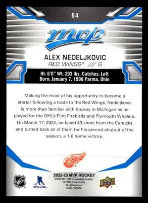 2022-23 Upper Deck MVP #64 Alex Nedeljkovic Blue Script - Hockey Card Single