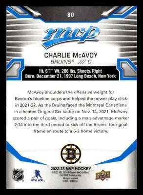 2022-23 Upper Deck MVP #80 Charlie McAvoy Blue Script - Hockey Card Single