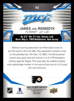 2022-23 Upper Deck MVP #93 James van Riemsdyk Blue Script - Hockey Card Single