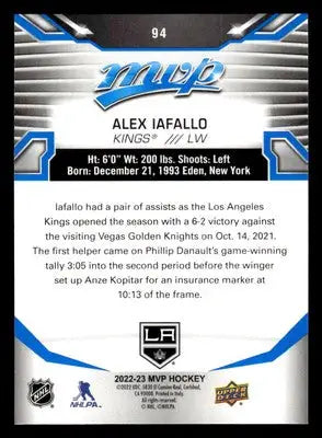 2022-23 Upper Deck MVP #94 Alex Iafallo Blue Script - Hockey Card Single