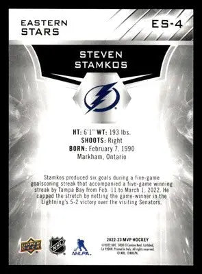 2022-23 Upper Deck MVP #ES-4 Steven Stamkos Eastern Stars - Hockey Card Single