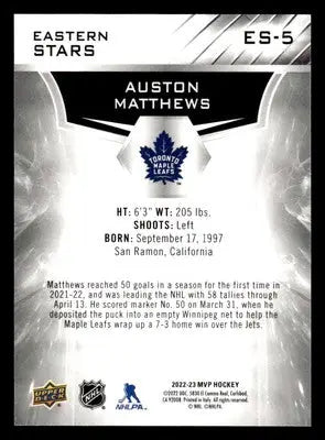 2022-23 Upper Deck MVP #ES-5 Auston Matthews Eastern Stars - Hockey Card Single