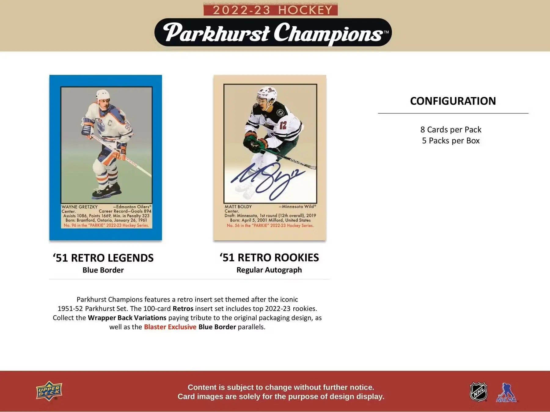 2022/23 Upper Deck Parkhurst Champions Hockey 5-Pack Blaster Box - Sports Card Hobby Boxes