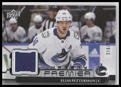 2022-23 Upper Deck Premier #PDJ-EP Elias Pettersson Premier Dynamic Jersey #/300 - Hockey Card Single