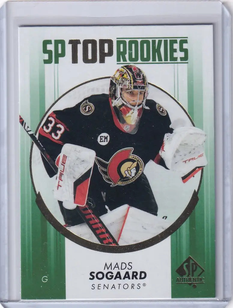 Hockey trading card of Mads Sogaard from the Ottawa Senators 2022-23 Upper Deck collection