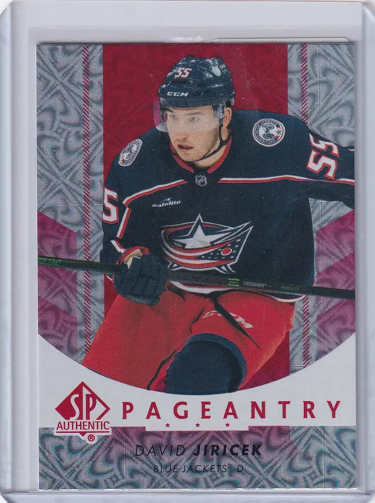 Hockey trading card of David Jiricek from the Columbus Blue Jackets 2022-23 Upper Deck