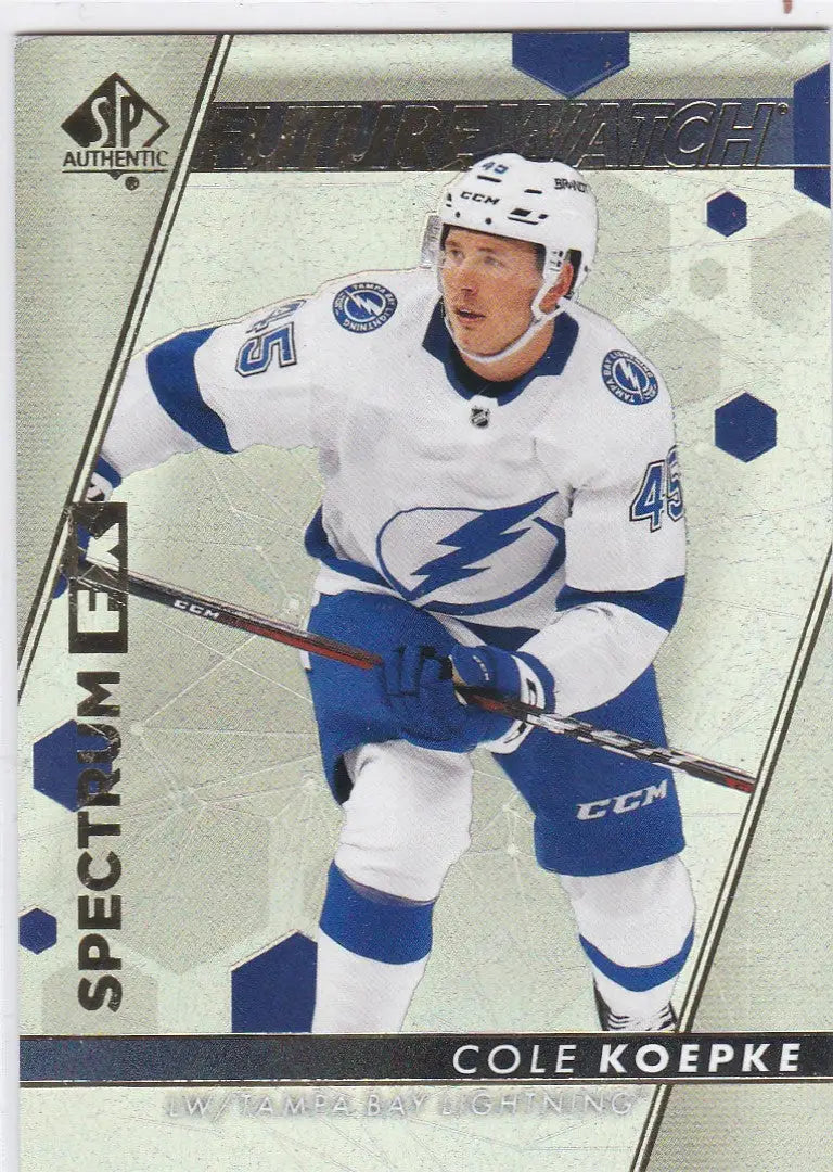 Hockey trading card of Cole Koepke in Upper Deck SP Authentic Tampa Bay Lightning uniform