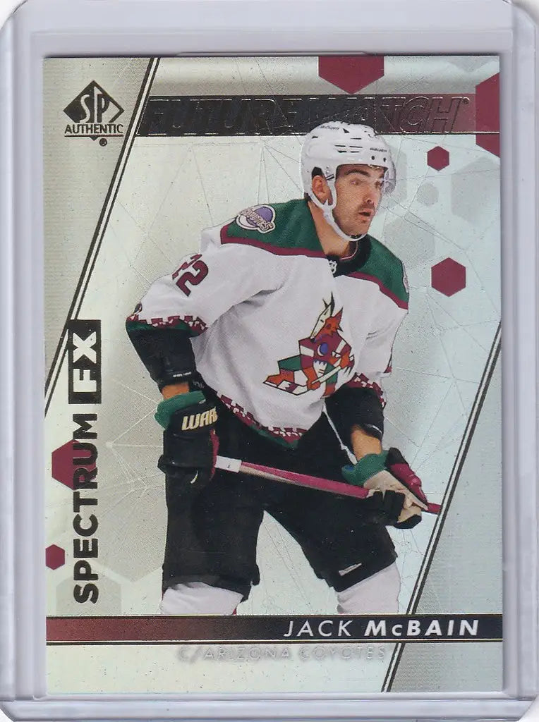 Hockey trading card of Jack McBain from Arizona Coyotes, Upper Deck Authentic Spectrum