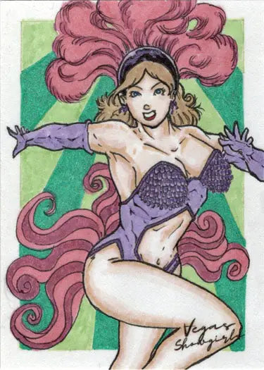 Stylized illustration of a mermaid with pink hair by Limuel Pinzon on a sketch card