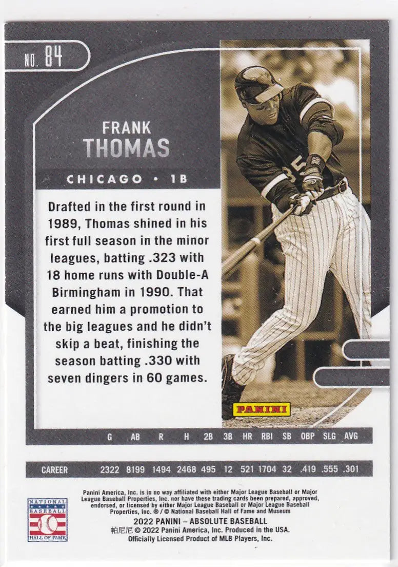 2022 ABSOLUTE #84 FRANK THOMAS- CHICAGO WHITE SOX - Baseball Card Single