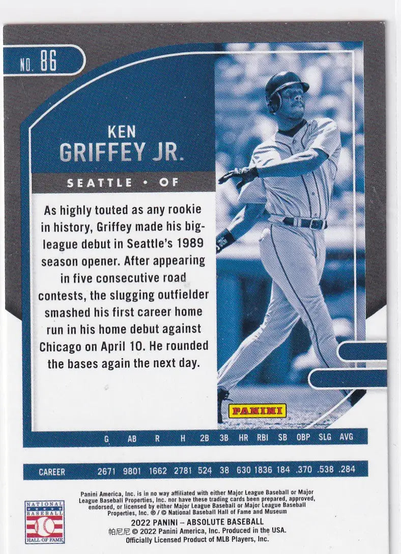 2022 ABSOLUTE #86 KEN GRIFFEY JR- SEATTLE MARINERS - Baseball Card Single