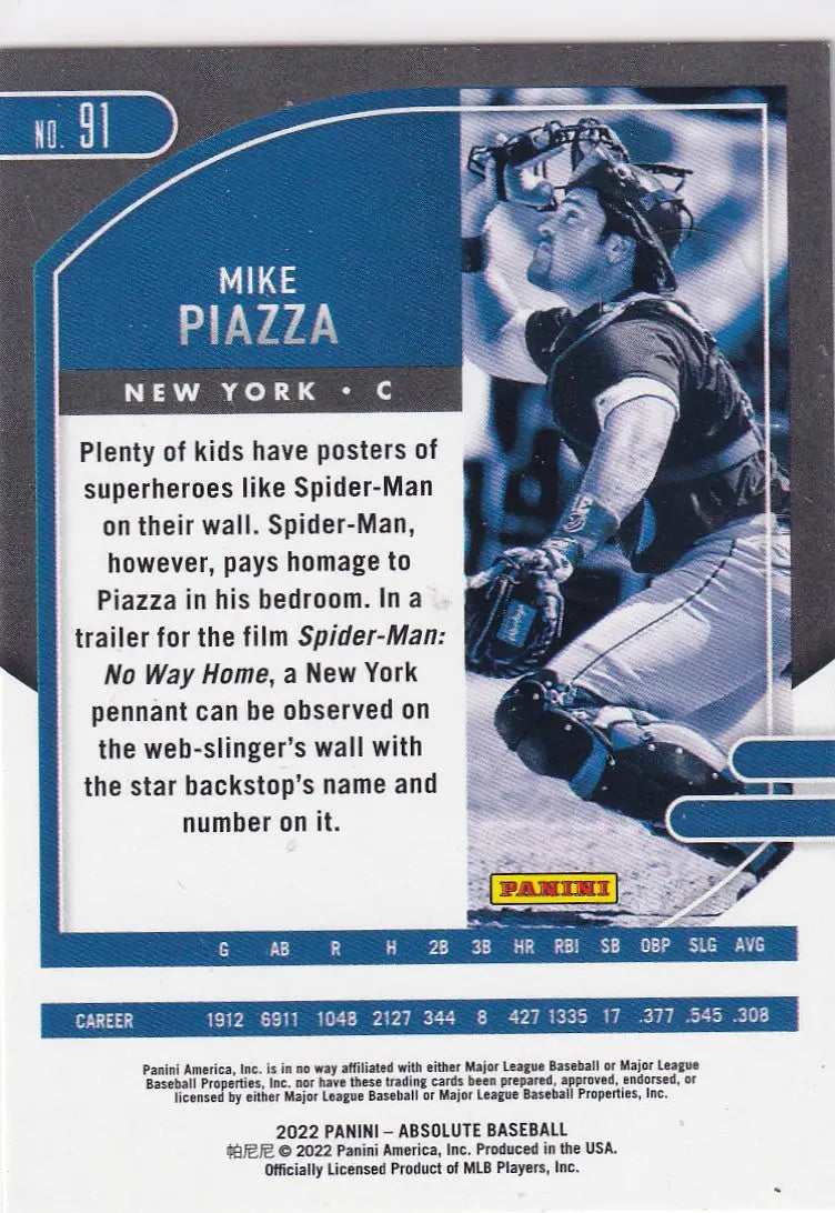 2022 ABSOLUTE #91 MIKE PIAZZA- NEW YORK METS - Baseball Card Single
