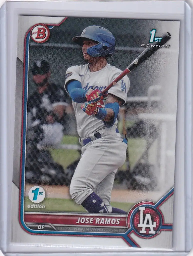 Baseball trading card of Jose Ramos Los Angeles Dodgers from 2022 Bowman 1st Edition