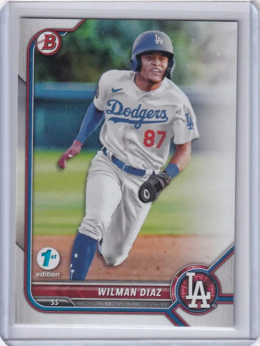Baseball card of Wilman Diaz Los Angeles Dodgers from Bowman 1st Edition