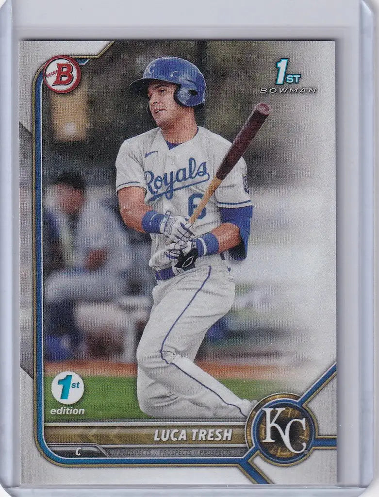 2022 Bowman 1st Edition #BPPF-136 Luca Tresh Kansas City Royals player at bat card