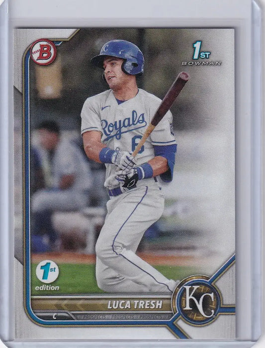 2022 Bowman 1st Edition #BPPF-136 Luca Tresh Kansas City Royals player at bat card