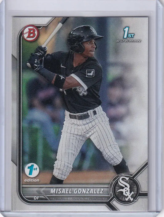 Baseball card of Misael Gonzalez Chicago White Sox from 2022 Bowman 1st Edition