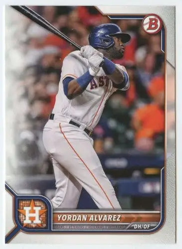 Yordan Alvarez baseball card with original gloss, 2022 Bowman #83 NM-MT Astros