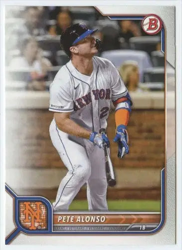 Pete Alonso baseball card with original gloss from 2022 Bowman #87 NM-MT Mets