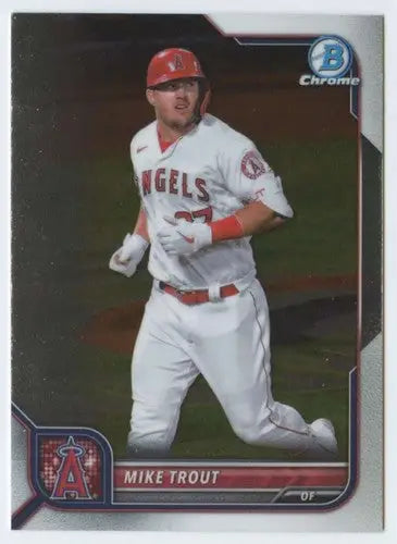 2022 Bowman Chrome Mike Trout baseball card with original gloss in pristine NM-MT condition