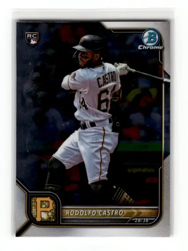 Original gloss Bowman Chrome Rodolfo Castro baseball card from 2022 Rookie Pirates set