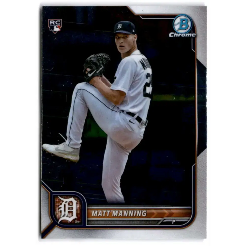 2022 Bowman Chrome #23 Matt Manning NM-MT RC Rookie Detroit Tigers Baseball Card - Baseball Card Single