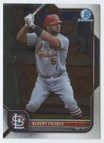 2022 Bowman Chrome Albert Pujols baseball card with original gloss and Cardinals ID