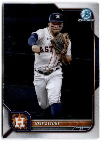 2022 Bowman Chrome Jose Altuve baseball card with original gloss featuring Astros