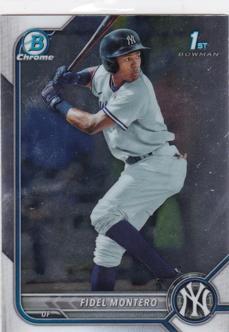Baseball trading card of Fidel Montero 1st Bowman from Bowman Chrome 2022 New York Yankees