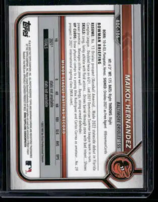 2022 Bowman Chrome Maikol Hernandez #BDC-106 Chrome Blue Baseball - Baseball Card Single