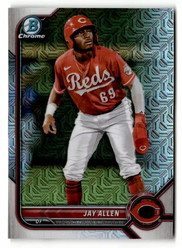 Jay Allen baseball card from Bowman Chrome Mega Box Mojo Refractor series