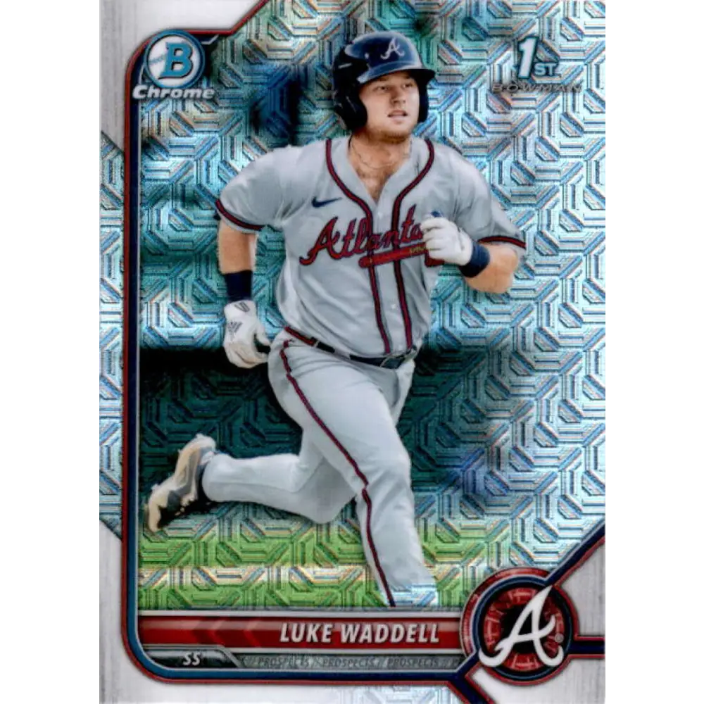 2022 Bowman Chrome Mega Box Mojo Refractor #BCP-48 Luke Waddell NM-MT Atlanta Braves Baseball Card Image 1