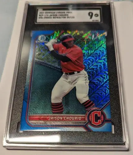 2022 Bowman Chrome Mega Box Mojo Refractor Blue #BCP-174 Jaison Chourio MINT SGC