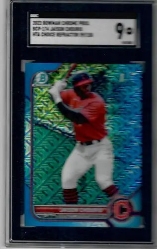 2022 Bowman Chrome Mega Box Mojo Refractor Blue #BCP-174 Jaison Chourio MINT SGC